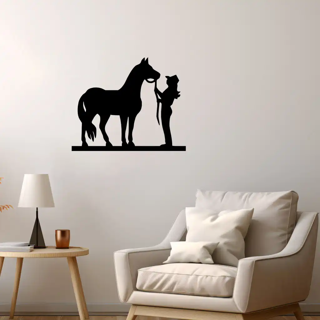 Horse with a Woman - Wooden Wall Decor