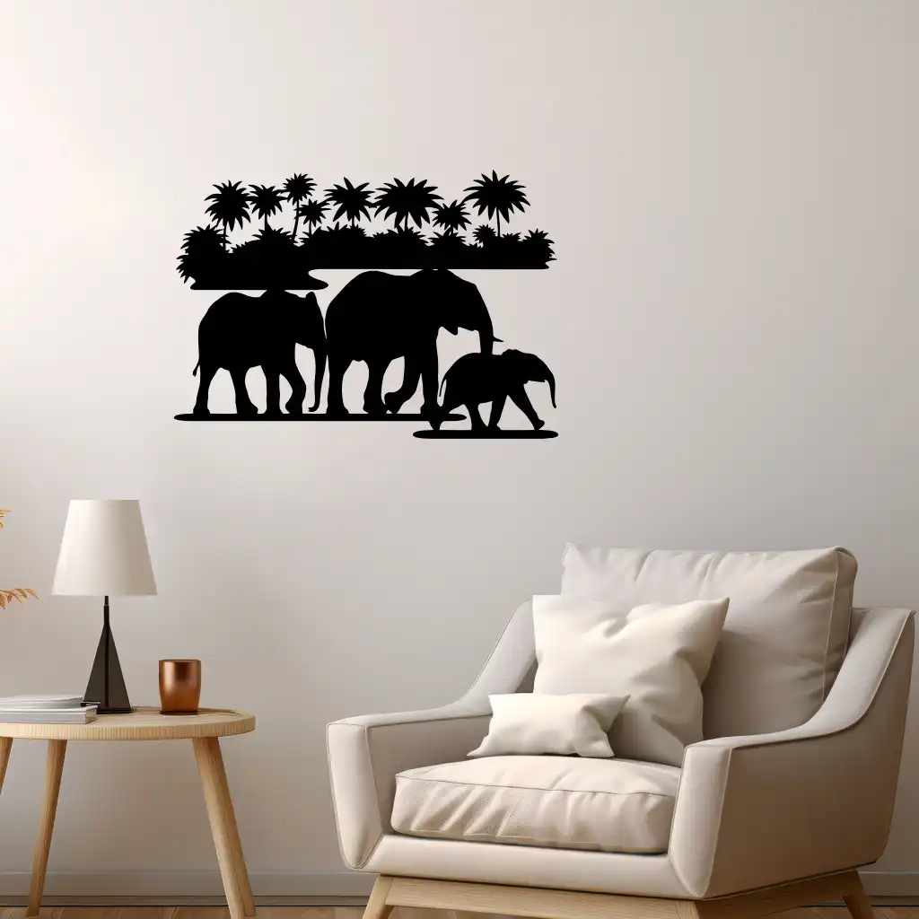 Elefanter - Trä iväggdekor