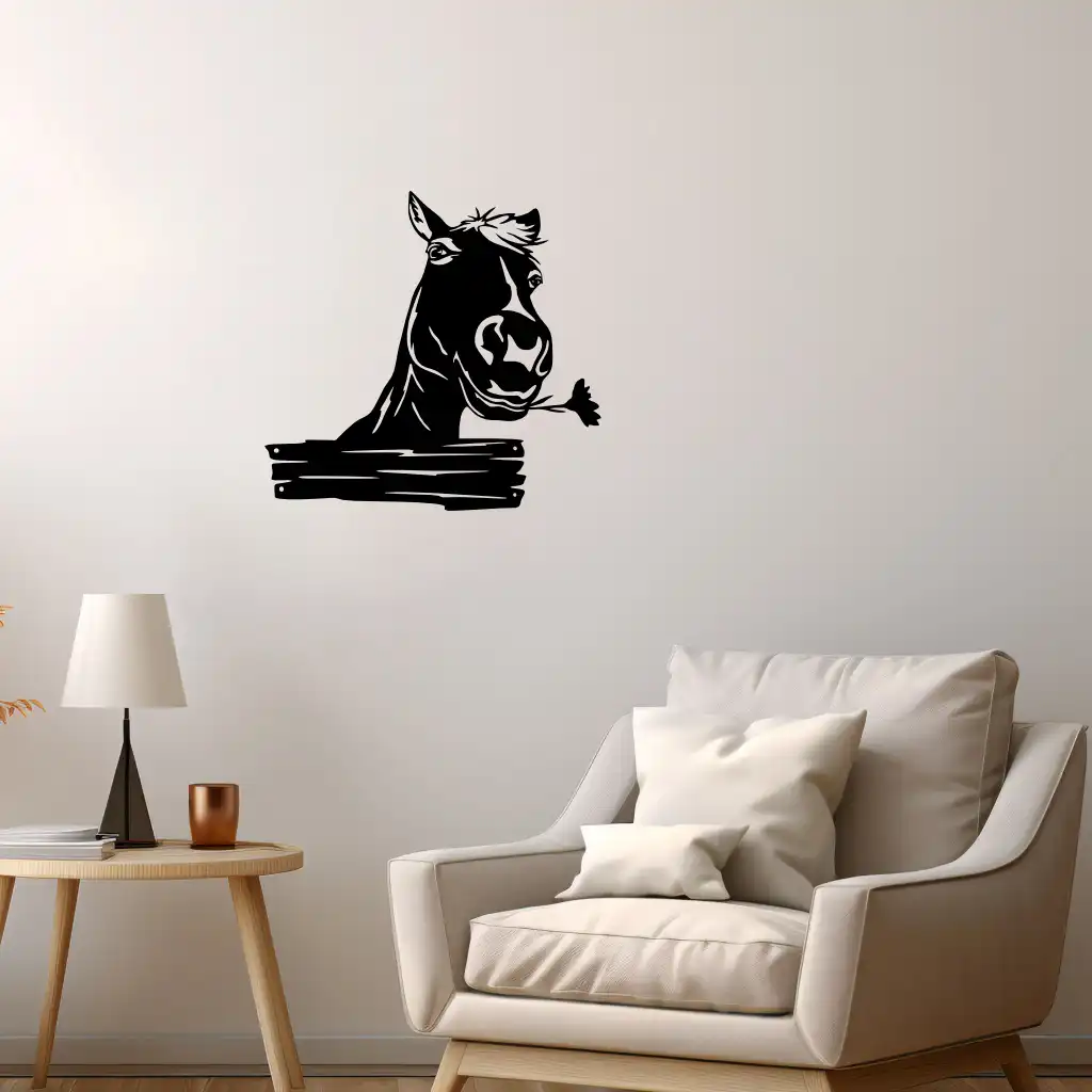 Horse with Flower - Wooden Wall Decor